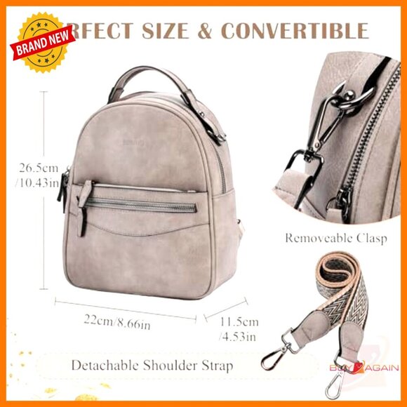 Mini Leather Backpack Purse Convertible 3 Ways Shoulder Bag Travel Daypack main image 6